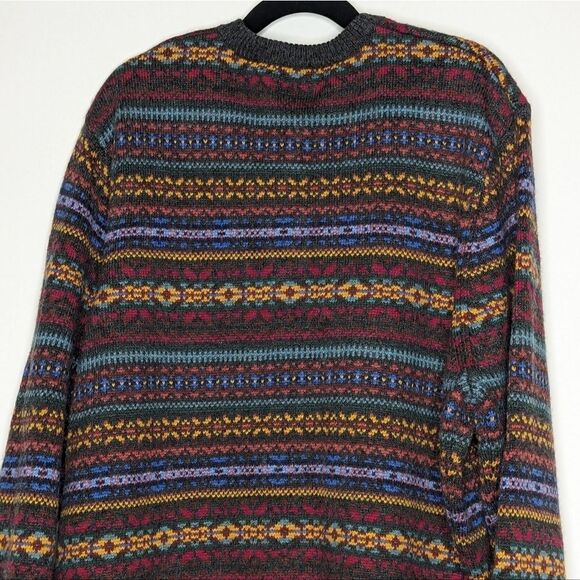 J Mclaughlin Milton Men's V Neck Pullover in FairI Isle Jacquard Knit  Cashmere - Picture 9 of 9